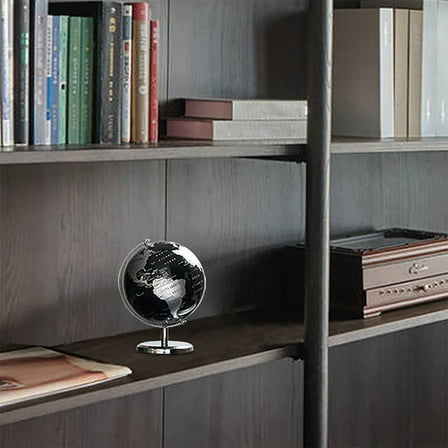 Ikeay World Globe Desktop Geographic Globe - 360掳 Rotating Earth Geography Globe, Vintage Antique Style, Educational Kids Gift for Home Classroom Desk Decor, Detailed Polystyrene Metal Base