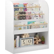 Ikebana Bookshelf for Kids, 3-Tier Montessori Bookcase for Toddlers, Wooden Bookshelf and Toy Storage Organizer for Kids Room, Bedroom, Nursery, Kindergarten