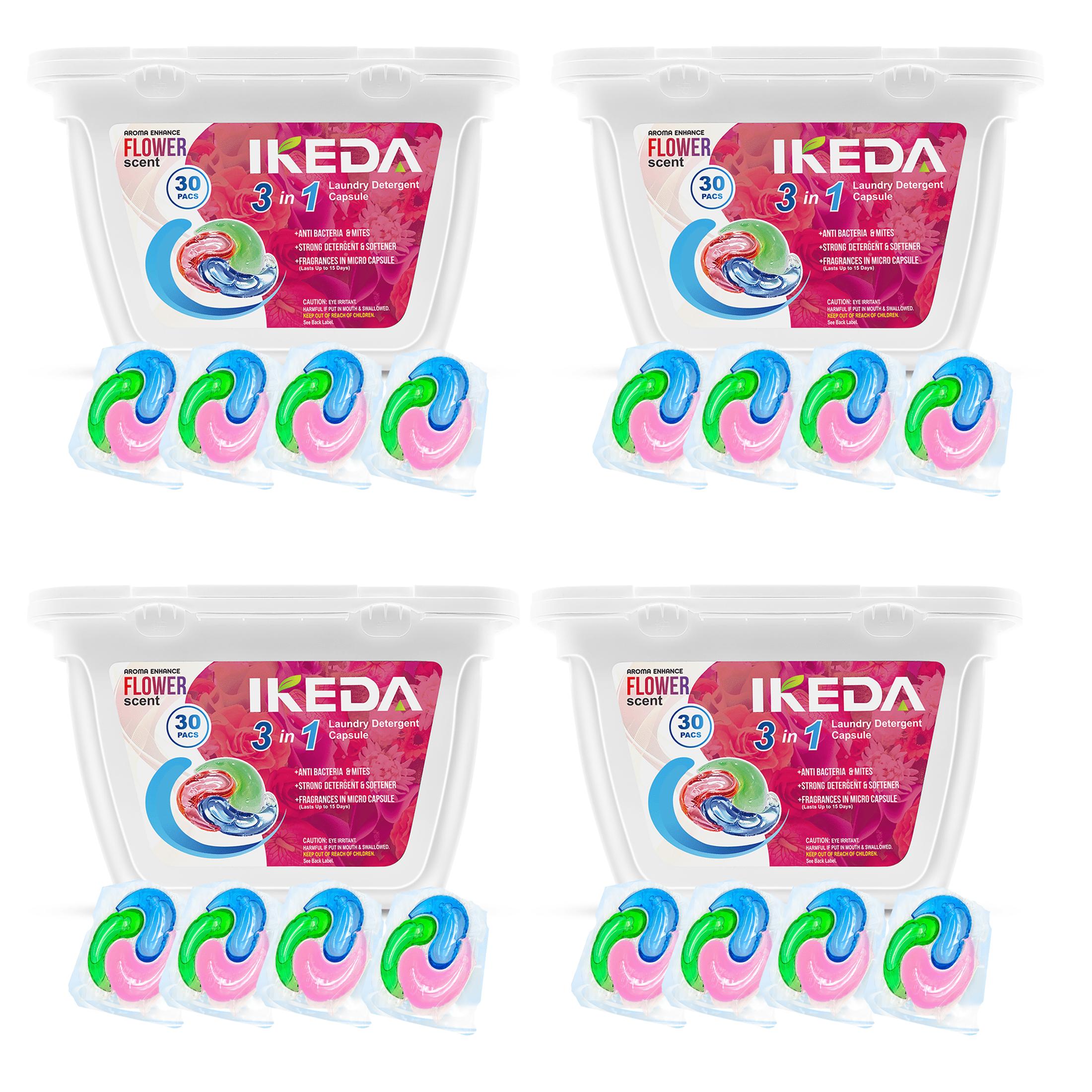 Ikeda scents laundry detergent pods, 120pcs Power Stain Remover, Forest Scents 3-in-1 Detergent Pods