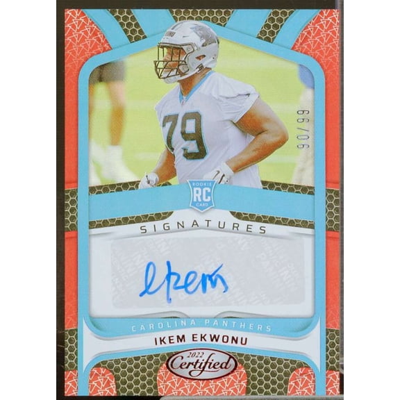 Ikem Ekwonu Rookie Card 2022 Certified Rookie Signatures Mirror Red #6