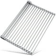 thumbnail image 1 of Ikerall 17.7" x 15.5" Roll Up Dish Drying Rack Over Sink Drying Rack Sink Cover Kitchen Sink Accessories Gadget Multipurpose Organizer Foldable Stainless Steel Drainer (Grey), 1 of 8