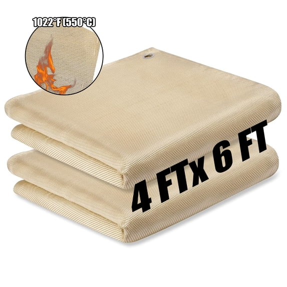 Ikerall Welding Blanket 4x6 ft - 2 Pack, Fiberglass, 1022 °F Fire Resistant for Industrial, Grill and Camping
