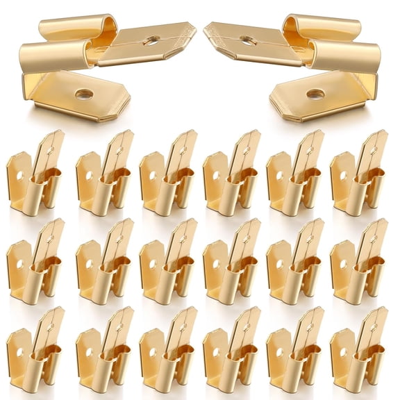 Ikerall 25 Pcs Piggyback Spade Connectors, 3 Way Adapter Dual Male to Single Female Brass Quick Splice Spade Terminal Connectors Piggyback Crimp Terminals Assortment Kit, Unisulated