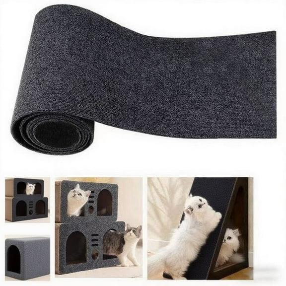 Cat Scratching Pad, 78.7"x15.7", Trimmable Self-Adhesive Carpet, DIY Climbing Scratching Post for Replacing Spacers, Covering Post Feet, Protecting Furniture (Grey)