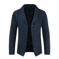 thumbnail image 1 of Ikevan Autumn Cardigan Solid Color Personality Slim Button Everyday Casual Men'S Sweater Dark Blue 14(XXXL), 1 of 5