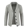 thumbnail image 1 of Ikevan Autumn Cardigan Solid Color Personality Slim Button Everyday Casual Men'S Sweater Light gray 12(XXL), 1 of 5