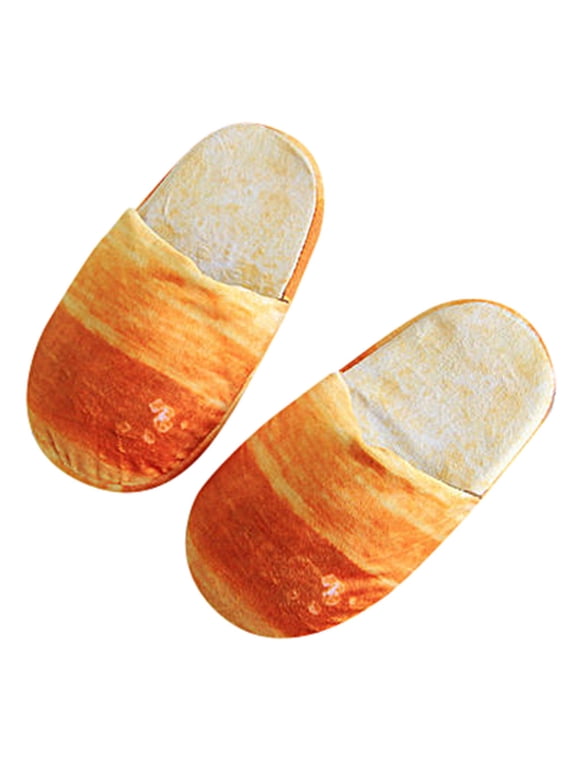 Adult Autumn Winter Warm Home Shoes Simulation Bread Memory Foam Sole Slippers