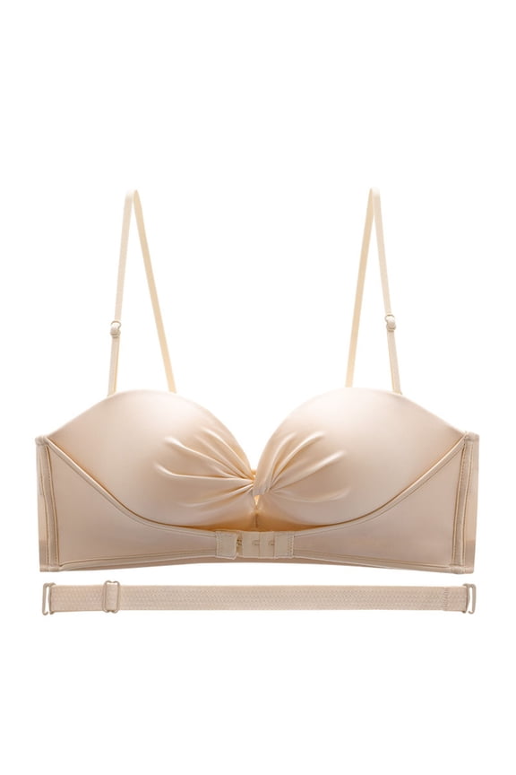 Front Buckle Thin Bra Non-Slip Upper Support Big Chest Show Small Invisible Bra Wedding Party Special Glossy Underwear