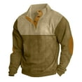 thumbnail image 1 of Ikevan Man Casual Patchwork Pullover Fashion Long Sleeve Stand Collar Button Blouse, 1 of 5
