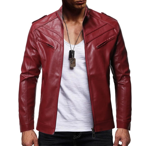 Ikevan Men Casual Winter Warm Top Blouse Thickening Coat Outwear Top Blouse Jacket Red S