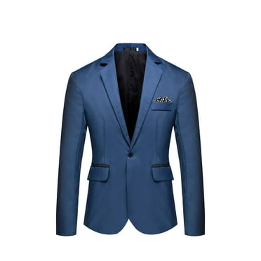 Ikevan Men'S England Solid Color High Quality Casual Single Breasted Suit Dark Blue L