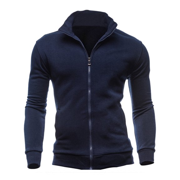 Ikevan Men'S Fall Solid Color Jacket Sweater Casual Jacket Navy 8(L)