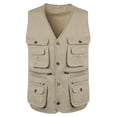 thumbnail image 1 of Ikevan Men'S Outdoor Vest Leisure Jacket Lightweight Vest with Zip Many Pockets Khaki 16(4XL), 1 of 6