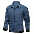 thumbnail image 1 of Ikevan Men'S Thin Jacket Casual Sports Windbreaker Hooded Solid Color Coat Navy 14(XXXL), 1 of 4