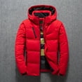 thumbnail image 1 of Ikevan Men Solid Casual Thicken Hooded Zipper Turndown Multi-Pocket Jacket Coats Red 6(L), 1 of 3