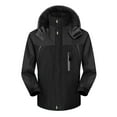 thumbnail image 1 of Ikevan Men Winter Windbreaker Outdoor Mountaineering Hooded Clothes thermal Jacket Coats Black 10(XXL), 1 of 4