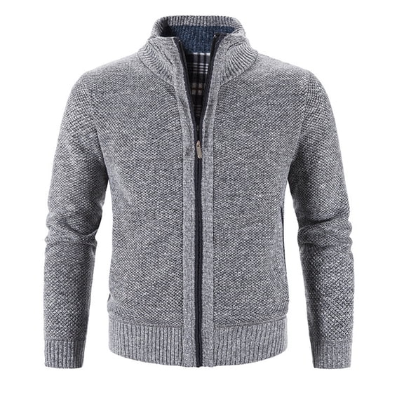 Ikevan Mens Winter Turtleneck Zipper Long Sleeve Knitted Sweater Top Outwear Coat Gray XL