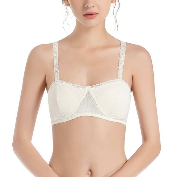 Ikevan Rimless Bra Thin Cup Girl Comfortable Lace Underwear on Clearance