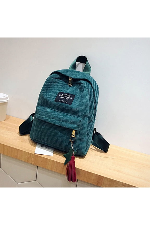 Woman Mini Simple Corduroy Backpacks Campus Style Pure Color Leisure Backpacks