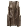 thumbnail image 1 of Ikevan Women Autumn Winter Suede Ethnic Sleeveless Tassels Fringed Vest Cardigan, 1 of 6