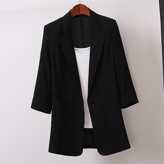 Ikevan Women Blazers Windproof Coat Trench Coat Coats Autumn Spring Coat Blouse Jacket Black 10(XL)