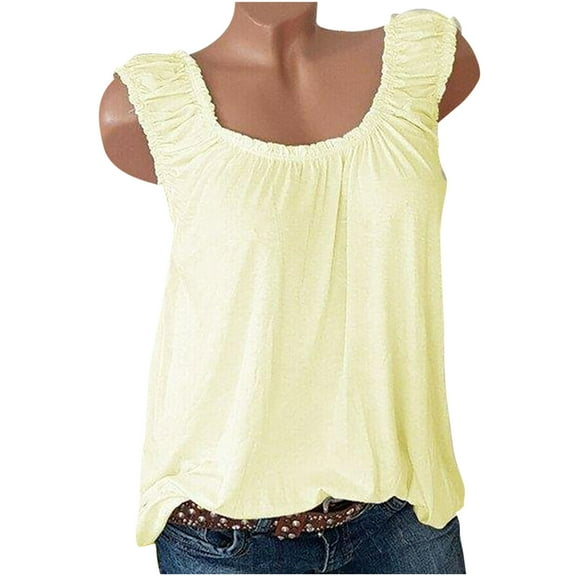 Ikevan Women Casual Sleeveless Crewneck Solid Blouse Pullover Tank Tops Shirt