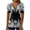 thumbnail image 1 of Ikevan Women Fashion Casual Printing Short Sleeve Loose Tee Tops Tunic Blouse, 1 of 4