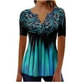 thumbnail image 1 of Ikevan Women Fashion Casual Printing Short Sleeve Loose Tee Tops Tunic Blouse, 1 of 4
