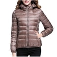 thumbnail image 1 of Ikevan Women Light Outerwear Solid Hooded Zippers Pocket Coat Down Jackets, 1 of 6