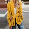 thumbnail image 1 of Ikevan Women Long Sleeve Knit Winter Cardigan Sweater Solid Color Coat Yellow 4(One size), 1 of 6