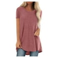 thumbnail image 1 of Ikevan Women Plus Size Round Neck Short Sleeved Long T-shirt Blouse, 1 of 5