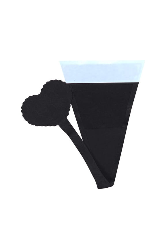 Women Sexy Ribbon Mesh Thong Pants Transparent Invisible Heart Shaped Panty