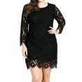 thumbnail image 1 of Ikevan Womens O-Nack Plus Size Solid Color Long Sleeve Lace Dress, 1 of 6