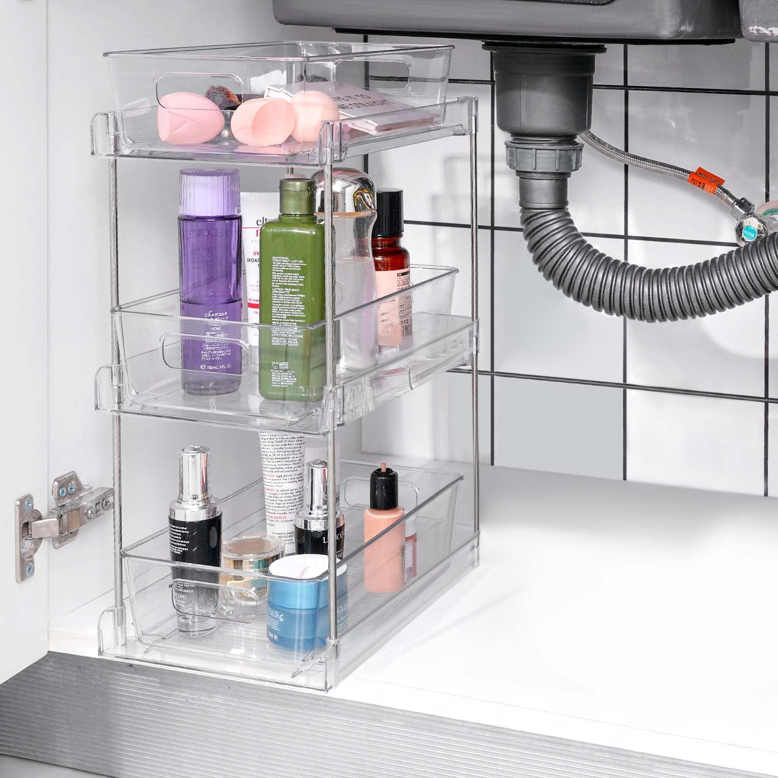 Ikfashoni 3 Tier Bathroom Under Sink Organizer and Storage, Stackable ...