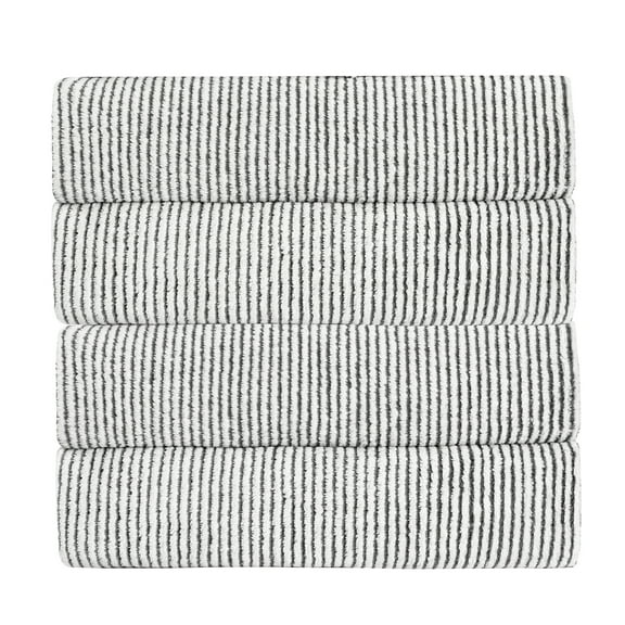 Ikfashoni 4 Pack Stripe Bath Towels,Microfiber Fleece Plush Towels