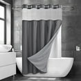 thumbnail image 1 of Ikfashoni Gray Hookless Shower Curtain with Snap in Liner, Waffle Weave Waterproof Fabric Mesh Window Bathroom Curtain, 72"X74", 1 of 6