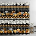 thumbnail image 1 of Ikfashoni Halloween Shower Curtain, Inferno Pumpkin Graveyard Halloween Bathroom Decor, 70"X69", 1 of 7