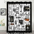 thumbnail image 1 of Ikfashoni Halloween Shower Curtain with Hooks, Black Cat Skull Fabric Halloween Bathroom Decor, 70"X69", 1 of 9