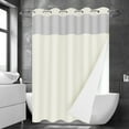 thumbnail image 1 of Ikfashoni Hookless Shower Curtain with Snap in Liner,Cream Waffle Weave Waterproof Fabric Mesh Window Bathroom Curtain,72"X86", 1 of 7