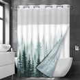thumbnail image 1 of Ikfashoni Hookless Shower Curtain with Snap in Liner, Green Forests No Hook Waterproof Bath Curtain, 71"X74", 1 of 9