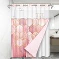 thumbnail image 1 of Ikfashoni Hookless Shower Curtain with Snap in Liner,Hexagon Pink Marble No Hook Waterproof Fabric Bath Curtain, 71"X74", 1 of 8