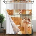 Ikfashoni Hookless Shower Curtain with Snap in Liner, Orange Leaves