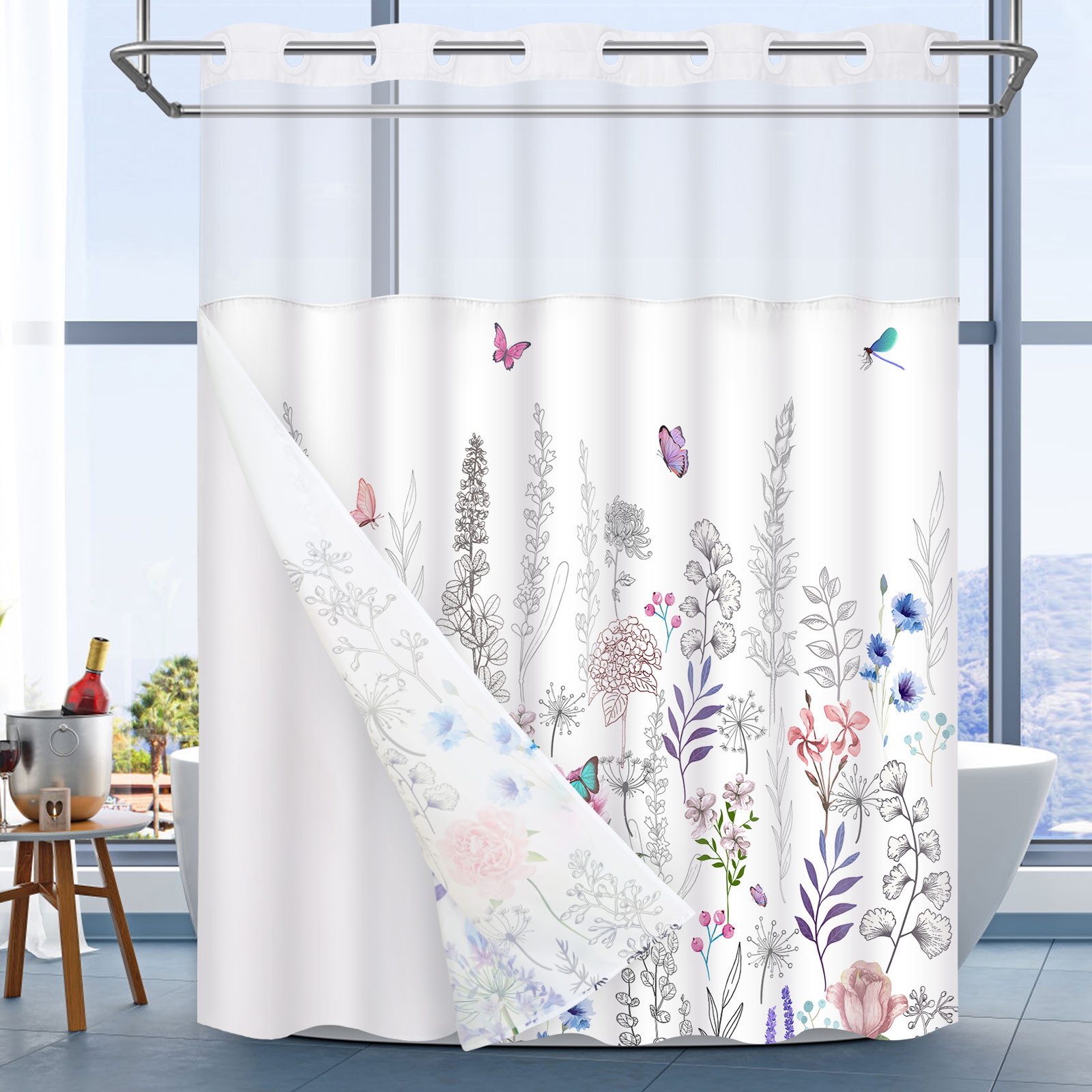 Americanflat 71" x 74" Shower Curtain, Floral Series by by