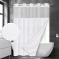 thumbnail image 1 of Ikfashoni Hookless Shower Curtain with Snap in Liner,White Boho No Hook Waterproof Fabric Bath Curtain, 71"X74", 1 of 7