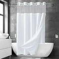 thumbnail image 1 of Ikfashoni Hookless Shower Curtain with Snap in Liner, White Waffle Weave Fabric Waterproof Mesh Window Bathroom Curtain, 72"X78", 1 of 6