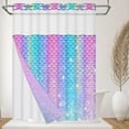 Ikfashoni Ocean Beach Hookless Shower Curtain with Snap in Liner, Pink Mermaid Girls Glitter