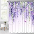 thumbnail image 1 of Ikfashoni Purple Flowers Shower Curtain with Hooks,13pc Waterproof Fabric Bathroom Curtain, 72"X72", 1 of 8