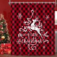 Ikfashoni Red Buffalo Plaid Christmas Shower Curtain, 13pc Deer