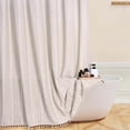 thumbnail image 1 of Ikfashoni Linen Cotton Shower Curtain with Tassel, Boho Farmhouse Waterproof Fabric Bath Curtain, Cream, 1 of 9