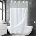 "Ikfashoni White Hookless Shower Curtain with Snapin Liner, Waterproof Waffle Weave, 72""X72